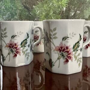 Set of 4 Sadek Buckingham Floral Octagon Mugs Japan